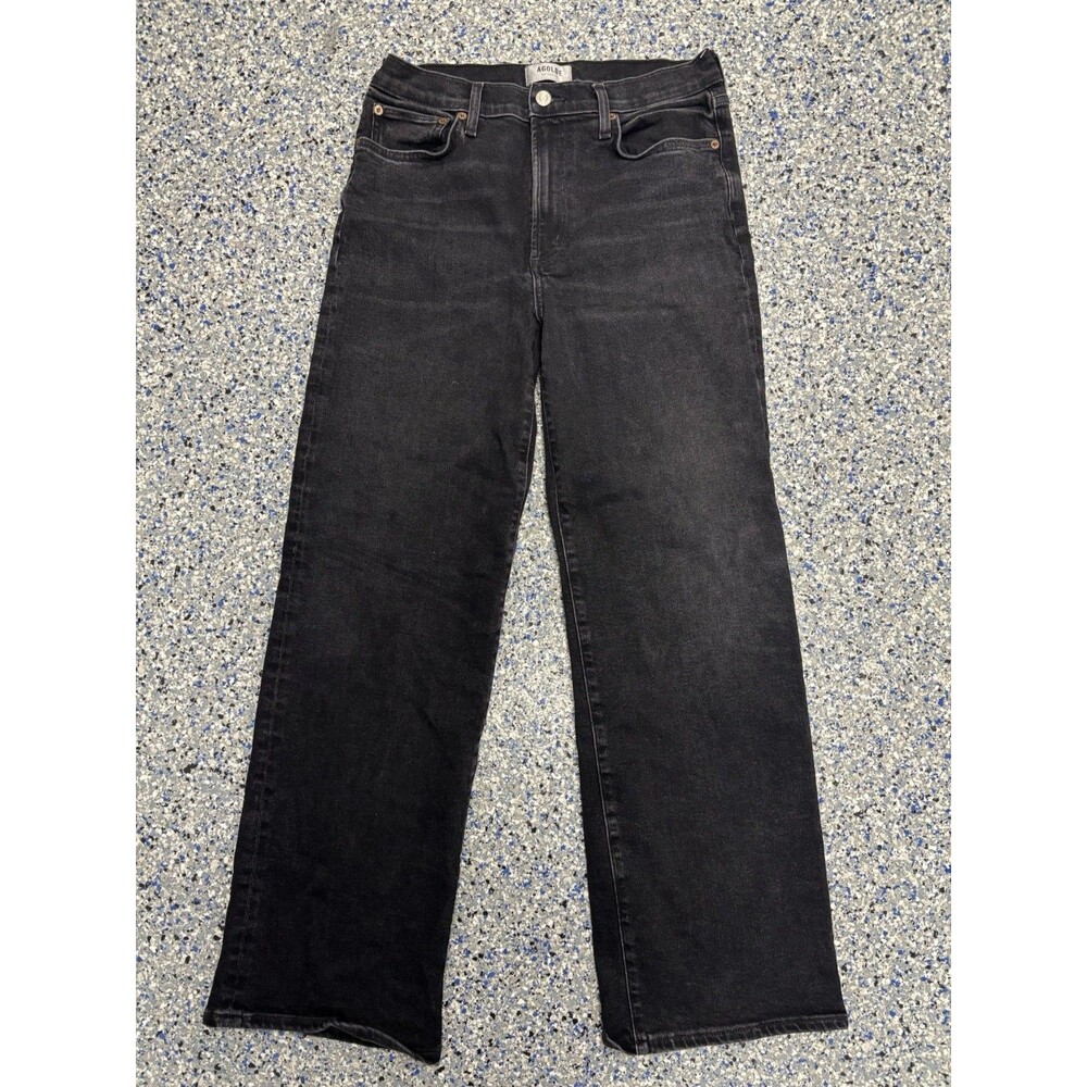 Black Washed High-rise Wide-leg Jeans by AGOLDE Women's Size 28